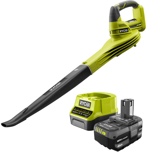 Packshot of Ryobi ONE+ 18V Cordless Blower Kit with 4.0Ah Battery R18BLW24