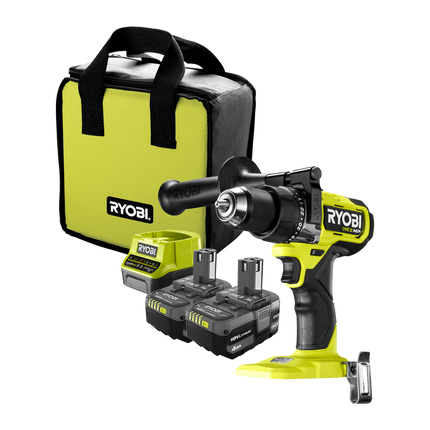 Packshot of Ryobi 18V ONE+ HP Brushless Hammer Drill Kit 4.0Ah for Masonry Drilling