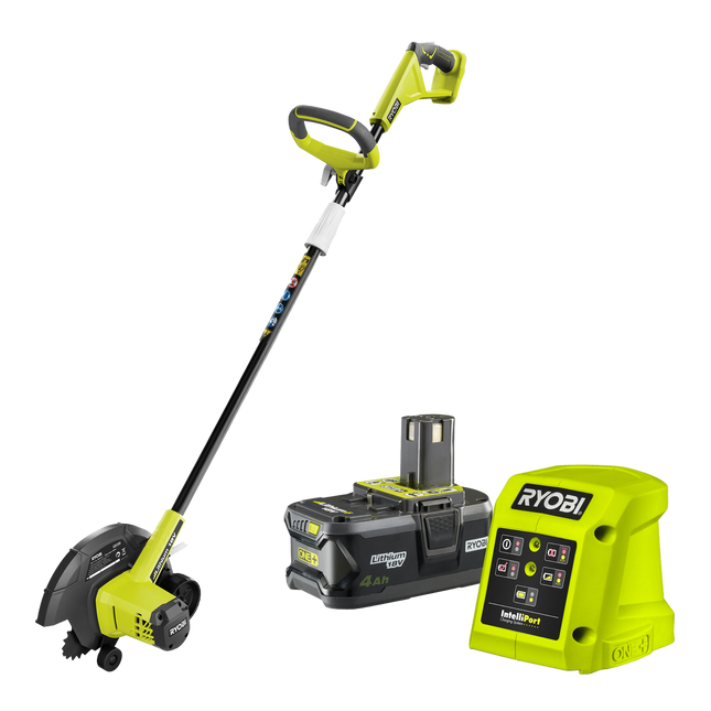 Packshot of Ryobi 18V ONE+ Cordless Edger Kit 220mm RED1850Li40 for Lawn Edging