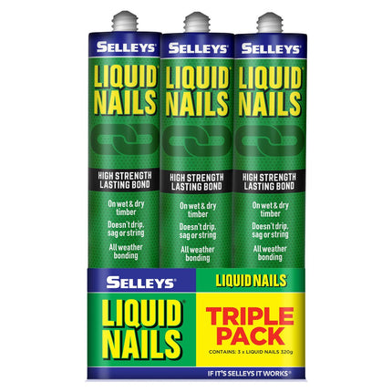 Packshot of Selleys Liquid Nails Construction Adhesive 320g (3 Pack)