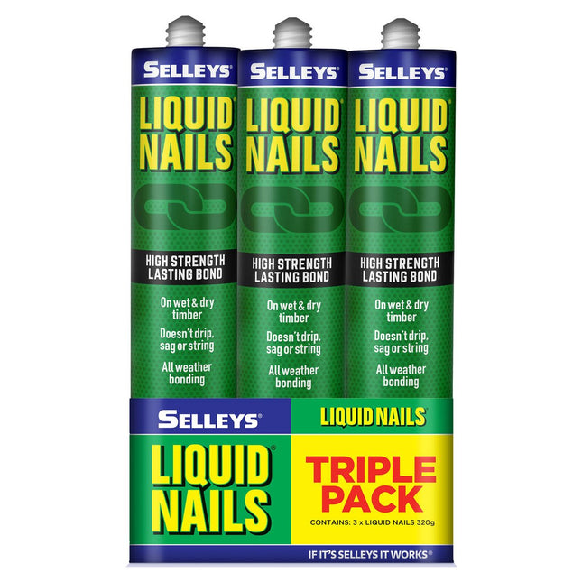 Packshot of Selleys Liquid Nails Construction Adhesive 320g (3 Pack)