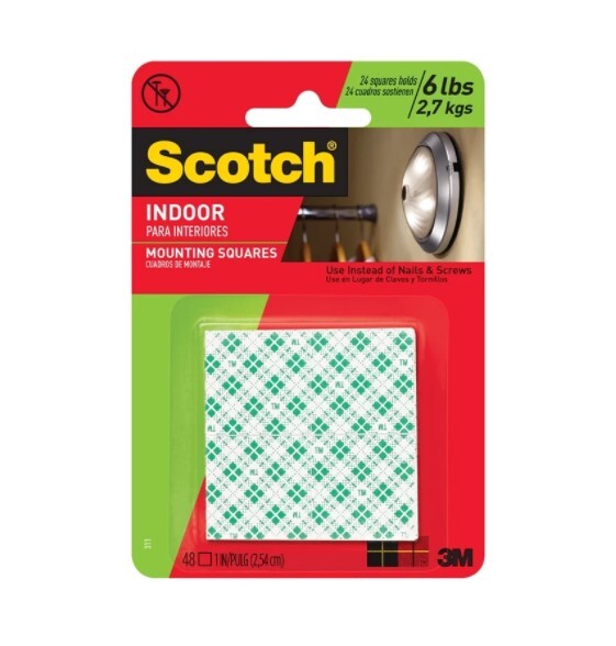 Scotch 3M Mounting Squares Indoor 6lbs 2.5cm x 2.5cm