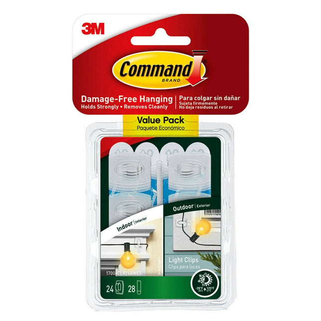 Command Outdoor Light Clips Clear 24 Clips + 28 Strips