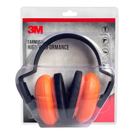 3M High Performance Ear Muffs EMU44PR in safety orange with adjustable headband