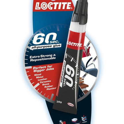 Loctite 60 Sec All Purpose Glue Extra Strong and Repositionable 20g