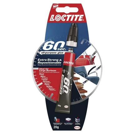Loctite 60 Sec All Purpose Glue Extra Strong and Repositionable 20g