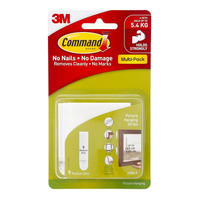 Packshot of Command Medium White Picture Hanging Strips 9 Pack