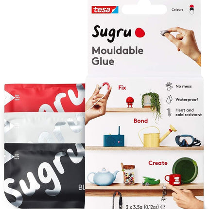 Sugru Mouldable Glue - 3 Pack [Black White Red]