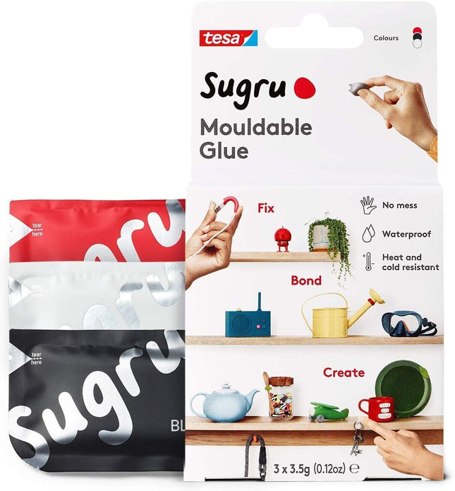 Sugru Mouldable Glue - 3 Pack [Black White Red]