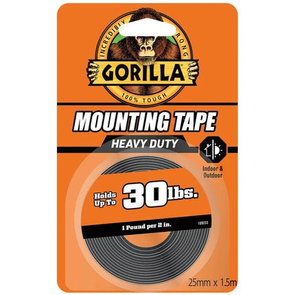 Gorilla Double Sided Mounting Tape Heavy Duty Holds 30lbs - 1.52m