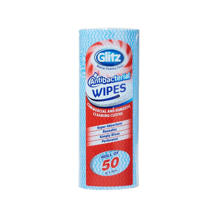 Packshot of Glitz Domestic Wipes Roll Convenient All Surface Clean 50 Pack