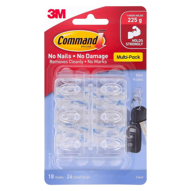 Packshot of Command Mini Clear Adhesive Hooks Value 18 Pack