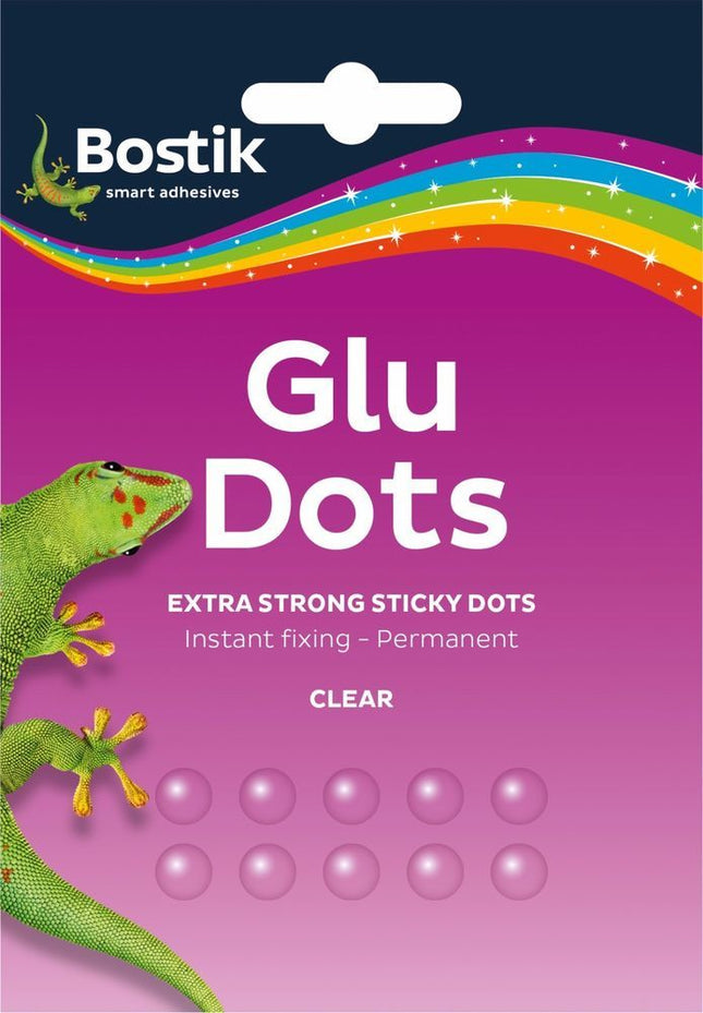 Bostik Glu Dots Extra Strong Permanent Clear Instant Fixing x 64 Dots