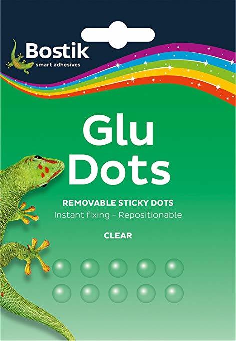 Bostik Glu Dots Removable Clear Instant Fixing Repositionable x 64
