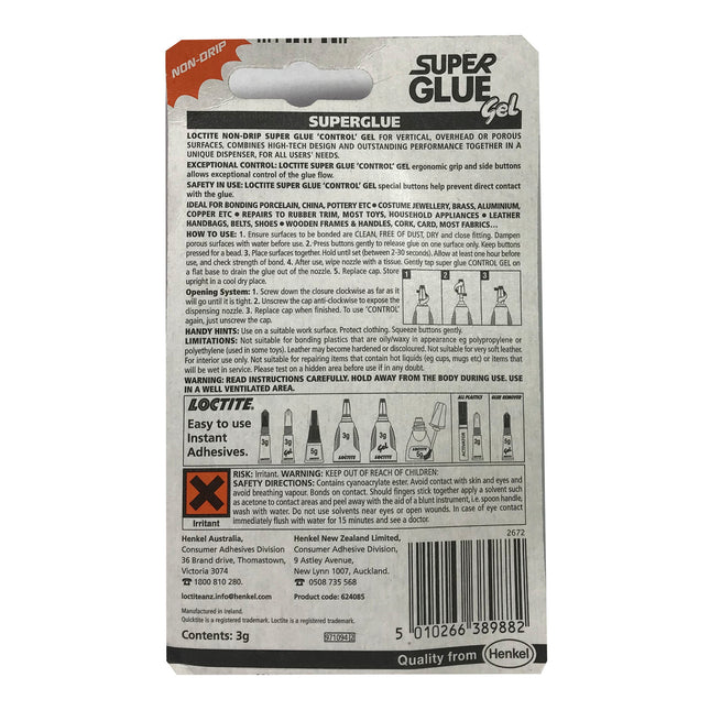 Loctite Super Glue Gel Control Advanced Dispensing System Non Drip 3g