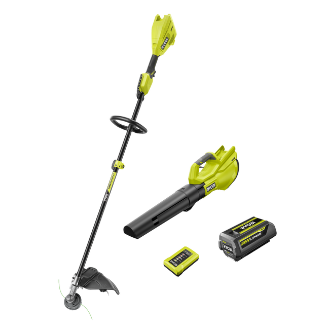 Packshot of Ryobi 36V Cordless Line Trimmer and Blower Kit 33–38cm with 4.0Ah Battery