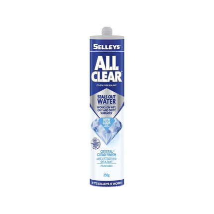 Selleys All Clear Crystal Multipurpose Sealant for Wet, Oily & Dirty Surfaces Paint, Mould & Water Resistant