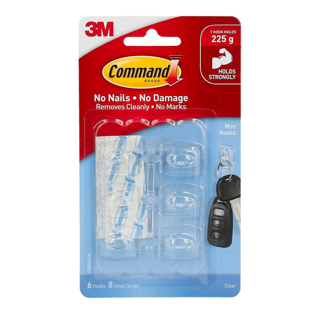 Packshot of Command Mini Clear Adhesive Hooks 6 Pack