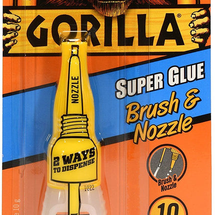 Gorilla Super Glue Brush and Nozzle Dispenser 10 Seconds Set 10g