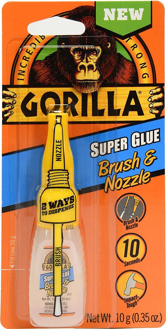 Gorilla Super Glue Brush and Nozzle Dispenser 10 Seconds Set 10g