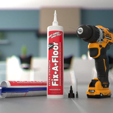 Fix-A-Floor Loose Tile Repair Adhesive Needle [Pro Pack] Includes a Micro Syringe Injector and Drill Bit