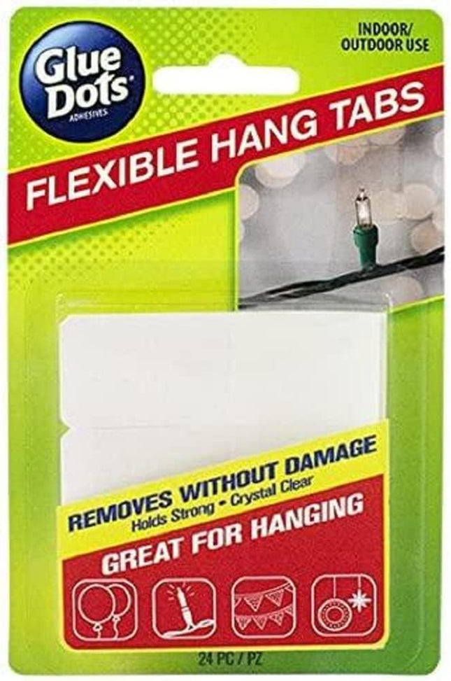 Glue Dots Flexible Hang Tabs - Clear, Removable, Damage-Free Decorating