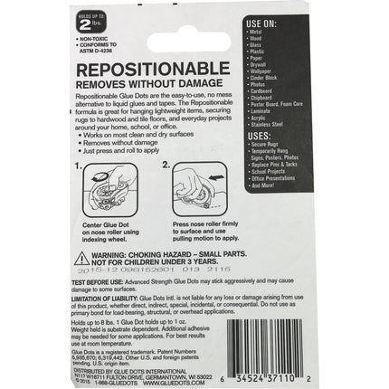 Glue Dots Repositionable Instant No Dry Time No Mess Drips Or Spills Easy Press and Roll 125 Dots