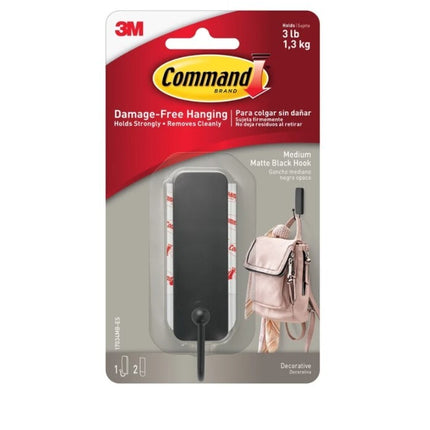 Command Medium Metal Single Hook Matte Black x 1 (17034MB)