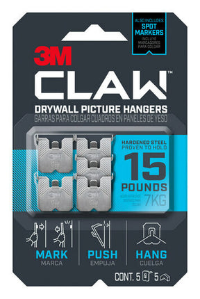 3M Claw Drywall Picture Hanger 15lbs 7Kg [Pack x 5]