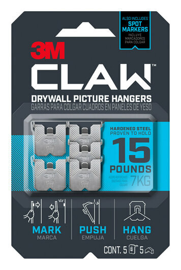 3M Claw Drywall Picture Hanger 15lbs 7Kg [Pack x 5]