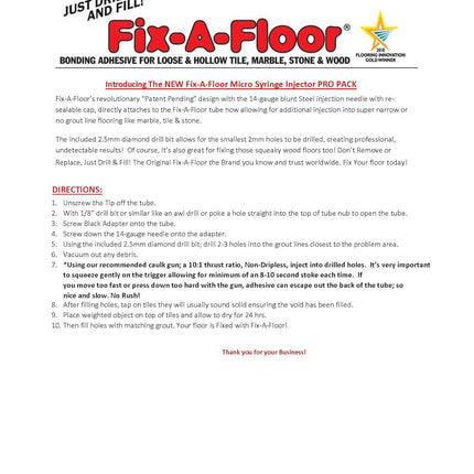 Fix-A-Floor Loose Tile Repair Adhesive Needle [Pro Pack] Includes a Micro Syringe Injector and Drill Bit