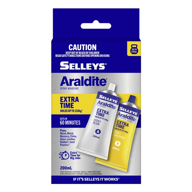 Packshot of Selleys Araldite Extra Time Epoxy Adhesive 200ml