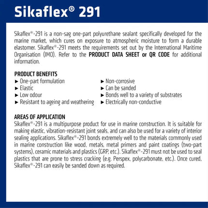 Sikaflex 291 Tube Black Marine-Grade Polyurethane Sealant 150ml