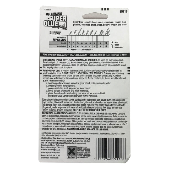 The Original Super Glue Super Glue Break-Away Tip Bottle With reusable Cap 20g