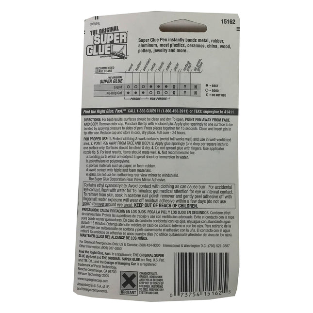 The Original Super Glue Non-Clogging Squeeze-Point Super Glue Pen 2g