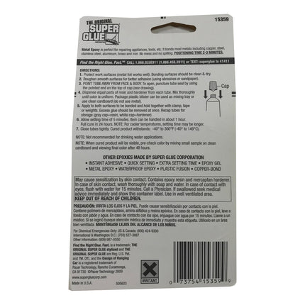 The Original Super Glue 5 Minute Metal Epoxy Adhesive Single Use Tubes Bonds Various Metals 6g
