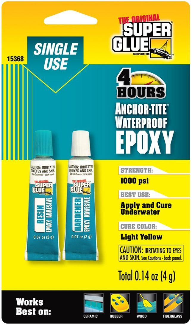 The Original Super Glue Single Use 4 Hours Anchor-Tite Waterproof Epoxy 4g