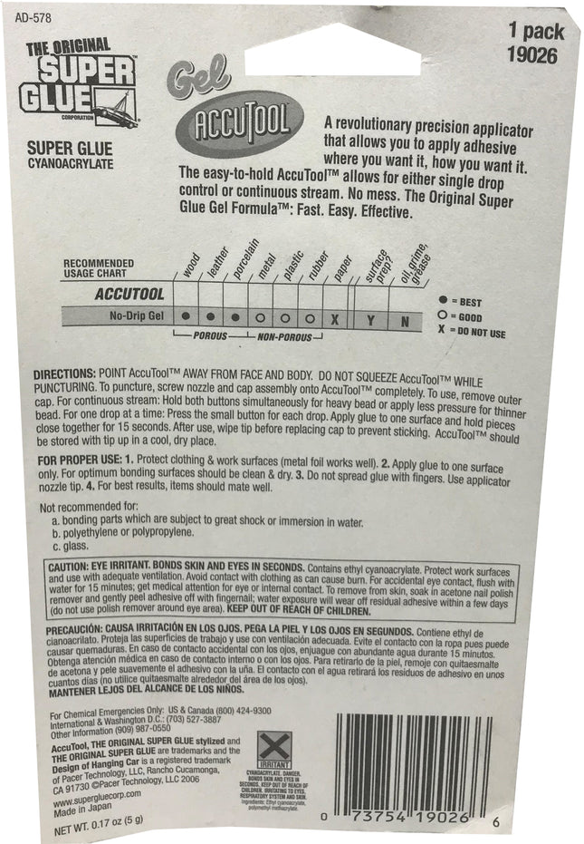 The Original Super Glue Gel Super Glue with Accutool precision applicator 5g