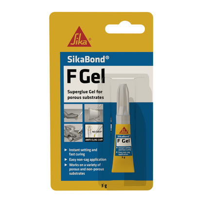 Sikabond F Gel Superglue Non Drip for porous substrates with Anti clog cap 3g