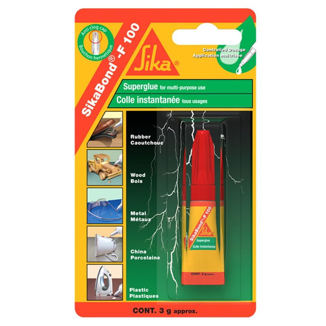 SikaBond F100 Superglue with Anticlog Cap 3g