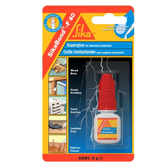 SikaBond F40 SuperGlue for absorbent substrates with brush precise applicator 5g