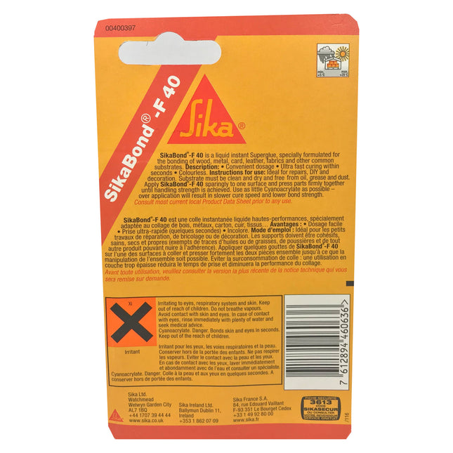 SikaBond F40 SuperGlue for absorbent substrates with brush precise applicator 5g
