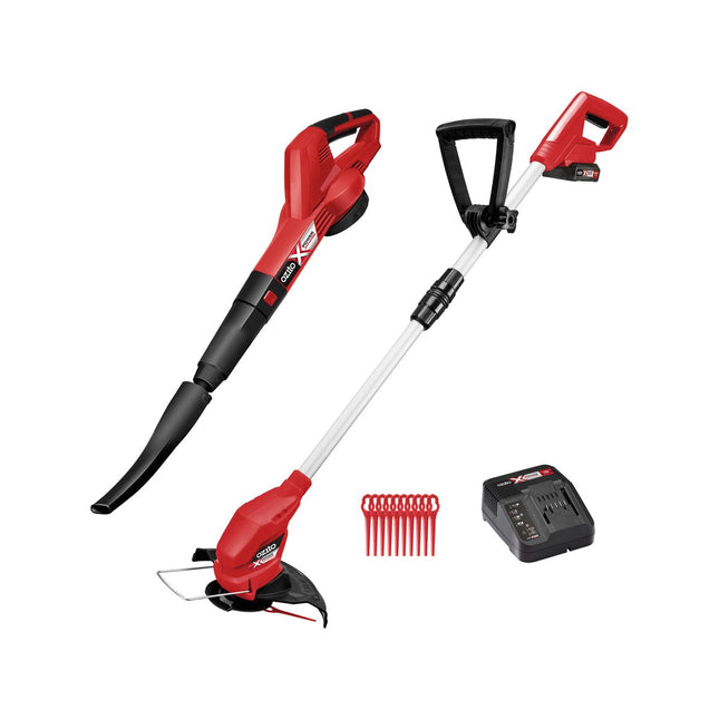 Packshot of Ozito PXC 18V Cordless Blower and Grass Trimmer Kit 2.5Ah PXBGTK-258