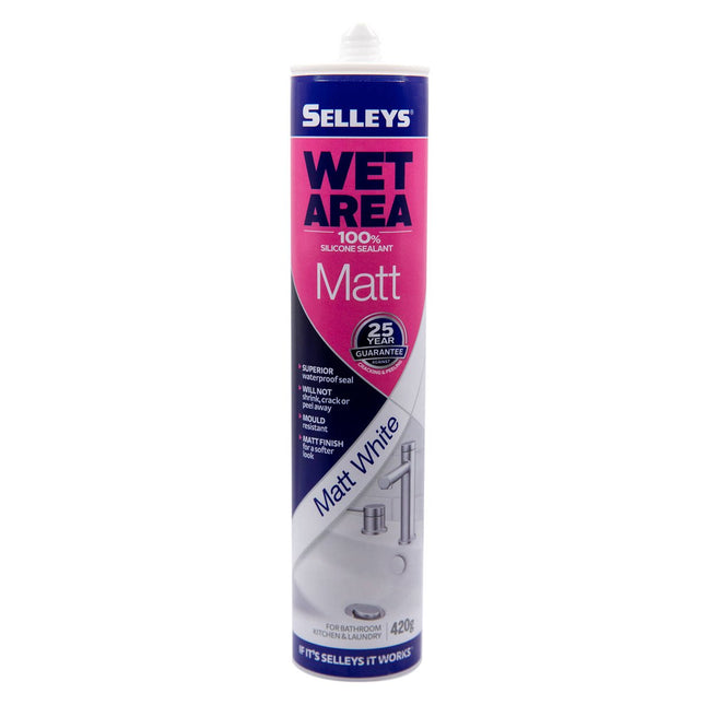 Selleys Wet Area Matt White  Ultimate 100% Silicone Sealant for Waterproof, Mould-Resistant Sealing in Bathrooms, Kitchens & More!