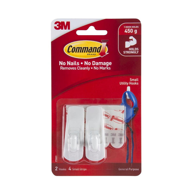 Packshot of Command Small White Adhesive Hooks 2 Pack