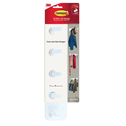 Command Coat & Hat Hanger White x 1 (HOM20)