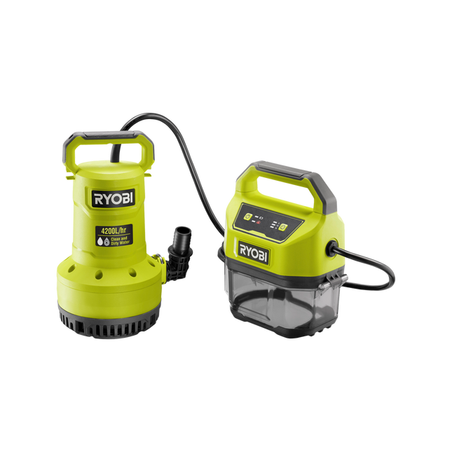Packshot of Ryobi 18V ONE+ Submersible Pump 4,200L/hr Tool Only - for Water Removal