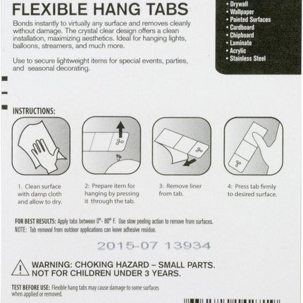 Glue Dots Flexible Hang Tabs - Clear, Removable, Damage-Free Decorating