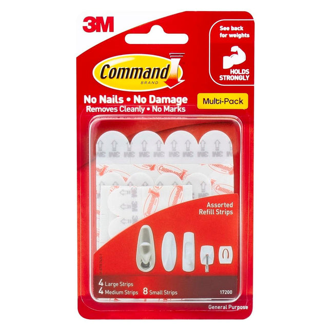 Packshot of Command White Assorted Refill Strips 16 Pack