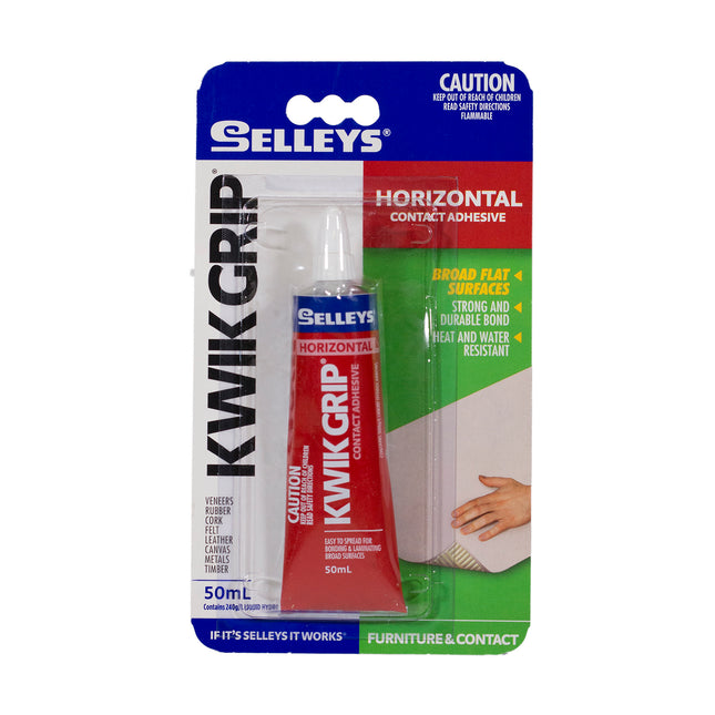 KwikGrip Horizontal Contact Adhesive Heat and Water Resistant Broad Flat Surfaces 50ml